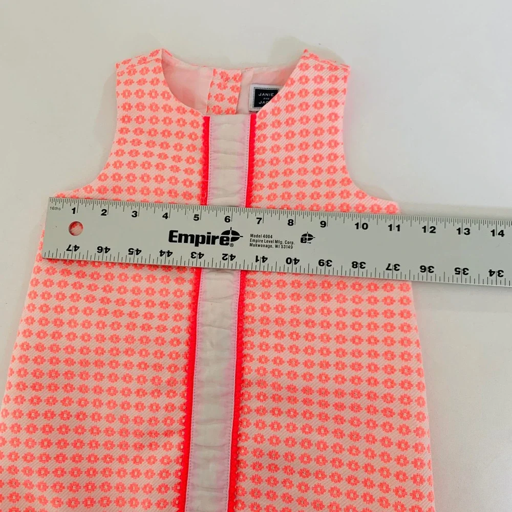 Janie and Jack Shift Dress Girl 2T Neon Pink White Preppy Coastal Mod Chic Party